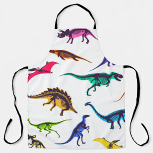 Dinosaurier-Silhouetten: Vintages Skizzenmuster. Schürze