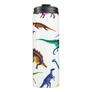 Dinosaurier-Silhouetten: Vintages Skizzenmuster. Thermosbecher