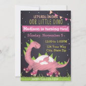 Dinosaurier Skate Geburtstagsfeier Einladung (Vorderseite)