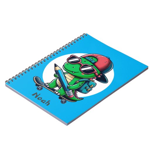 Dinosaurier-Skateboard-Notebook für Kinder Notizblock (Linke Seite)