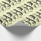 Dinosaurier-Skelett entbeint gelbes Geschenkpapier (Ecke)