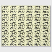 Dinosaurier-Skelett entbeint gelbes Geschenkpapier (Flach)