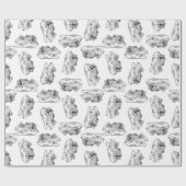 Dinosaurier Skulls Muster CUSTOM HINTERGRUNDFARBE Geschenkpapier (Flach)