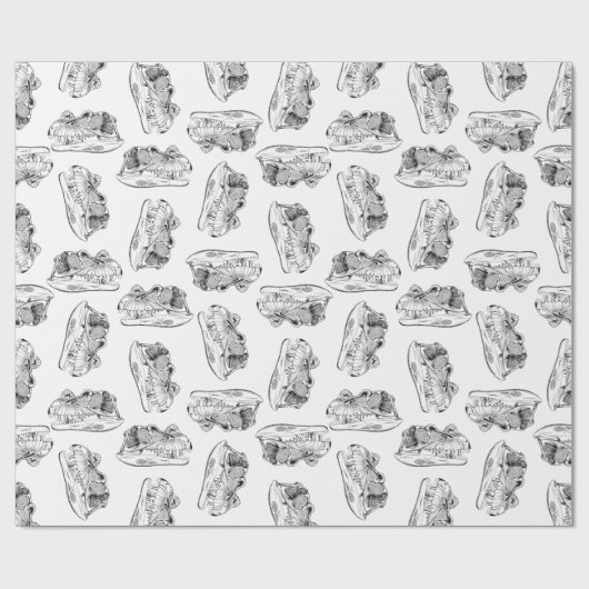 Dinosaurier Skulls Muster CUSTOM HINTERGRUNDFARBE Geschenkpapier (Flach)
