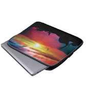 Dinosaurier-Sonnenuntergang Laptopschutzhülle (Vorne Knopf)