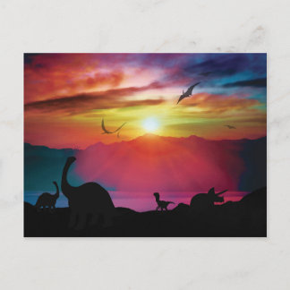 Dinosaurier-Sonnenuntergang Postkarte