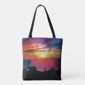 Dinosaurier-Sonnenuntergang Tasche (Rückseite)
