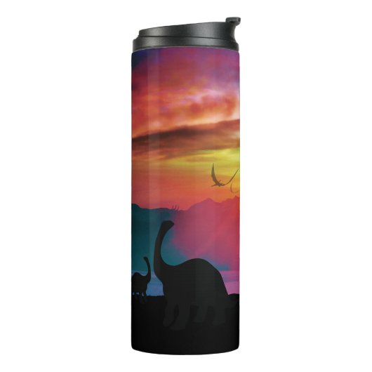 Dinosaurier-Sonnenuntergang Thermosbecher (Nach links gedreht)