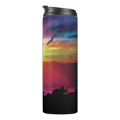 Dinosaurier-Sonnenuntergang Thermosbecher (Nach rechts gedreht)