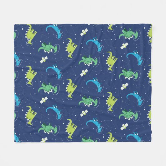 Dinosaurier Space dino kids Pattern Geschenk Niedl Fleecedecke (Vorderseite (Horizontal))