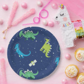 Dinosaurier Space dino kids Pattern Geschenk Niedl Pappteller (Party)