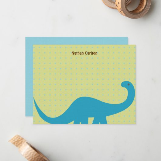 Dinosaurier Spaß flach Danke Karten (Vorderseite/Rückseite Beispiel)