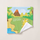 Dinosaurier-Spaß-Kindes personalisiert Badhandtuch Set (Waschlappen)