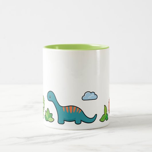 Dinosaurier-Spaß-Tasse Zweifarbige Tasse (Mittel)