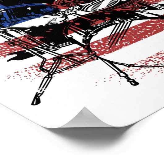 Dinosaurier spielen Trommeln US Flag Poster (Ecke)