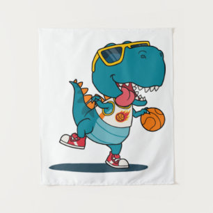 Dinosaurier spielt Basketball Wandteppich
