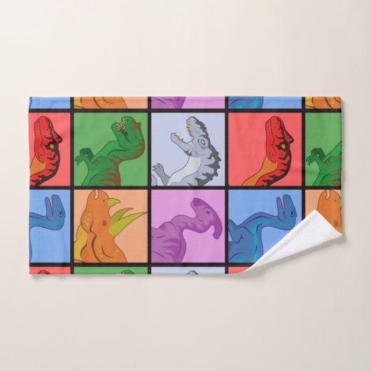 Dinosaurier Squares Badhandtuch Set (Handtuch)