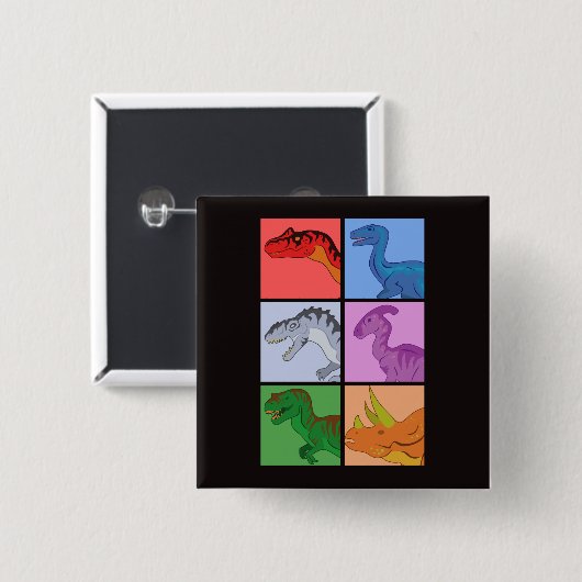 Dinosaurier Squares Button (Vorne & Hinten)