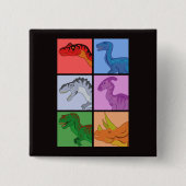 Dinosaurier Squares Button (Vorderseite)