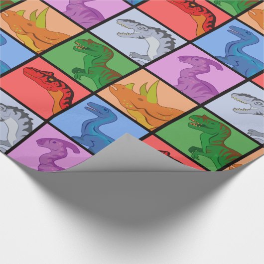 Dinosaurier Squares Geschenkpapier (Ecke)