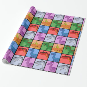Dinosaurier Squares Geschenkpapier