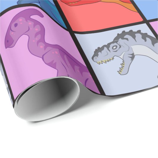 Dinosaurier Squares Geschenkpapier (Rolleneckpunkt)
