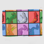 Dinosaurier Squares Golfhandtuch (Horizontal)