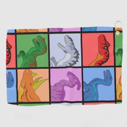 Dinosaurier Squares Golfhandtuch (Horizontal)