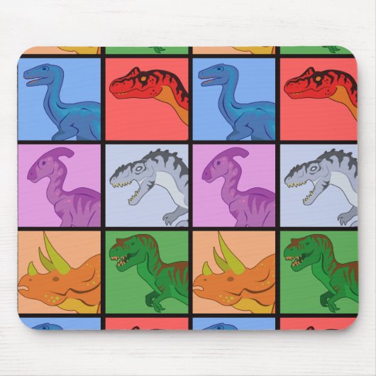 Dinosaurier Squares Mousepad (Vorne)
