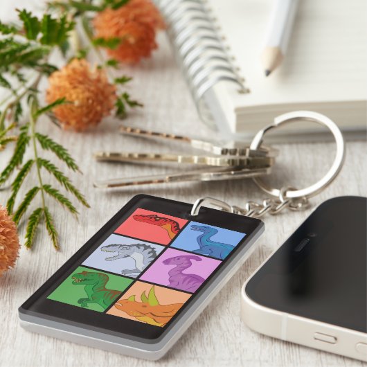 Dinosaurier Squares Schlüsselanhänger (Vorderseite rechts)