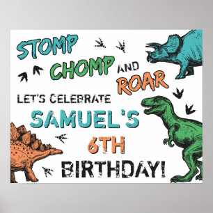 Dinosaurier stampfen, kauen, brüllen Geburtstagsfe Poster