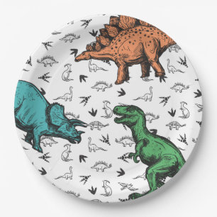 Dinosaurier stampfen kauen brüllen Geburtstagsfeie Pappteller