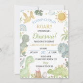 Dinosaurier Stomp Chomp Geburtstagsparty Einladung (Vorderseite)