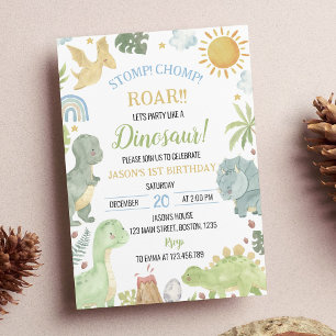 Dinosaurier Stomp Chomp Geburtstagsparty Einladung