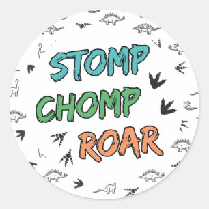 Dinosaurier Stomp Chomp Roar Geburtstagsparty, jed Runder Aufkleber