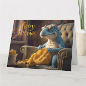 Dinosaurier Stricken Frohe Weihnachten Karte (Rückseite)