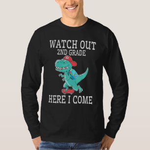 Dinosaurier Student Zurück Schule Aufpassen 2. Kla T-Shirt