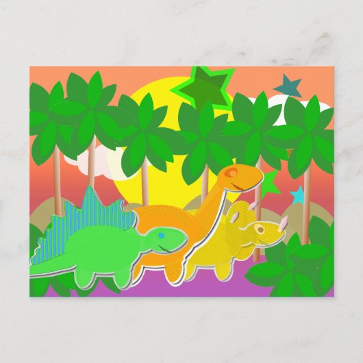 Dinosaurier Sunset Postcard Postkarte (Vorderseite)