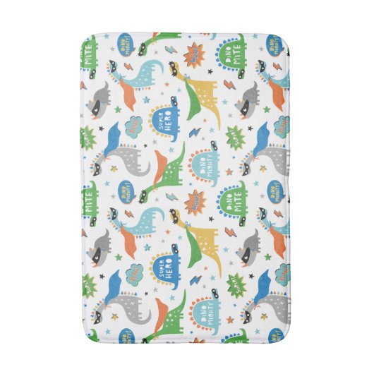 Dinosaurier-Superheld in lebhaften Farben Badematte (Vorderseite Vertikal)