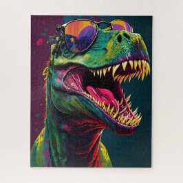 Dinosaurier T Rex Cool Blue Green Jurassic Poster Puzzle