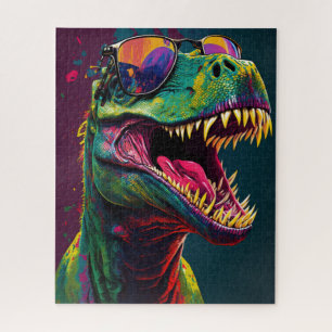 Dinosaurier T Rex Cool Blue Green Jurassic Poster Puzzle