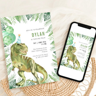 Dinosaurier T-Rex Dino-Party Kindergeburtstagseinl Einladung
