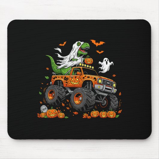 Dinosaurier T-Rex fährt Monstertruck Halloween Män Mousepad (Vorne)