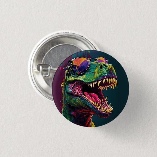 Dinosaurier T Rex Farbvolles Cooles Party Button (Vorne & Hinten)