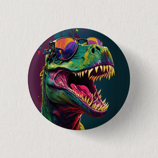 Dinosaurier T Rex Farbvolles Cooles Party Button (Vorderseite)