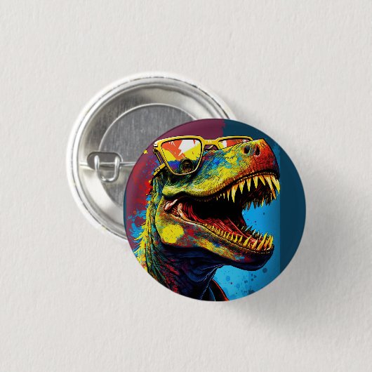 Dinosaurier T Rex Farbvolles Party Button (Vorne & Hinten)