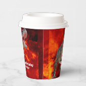 Dinosaurier T Rex feuer Jurassic World Hintergrund Pappbecher (Rechts)