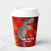 Dinosaurier T Rex feuer Jurassic World Hintergrund Pappbecher (Vorderseite)