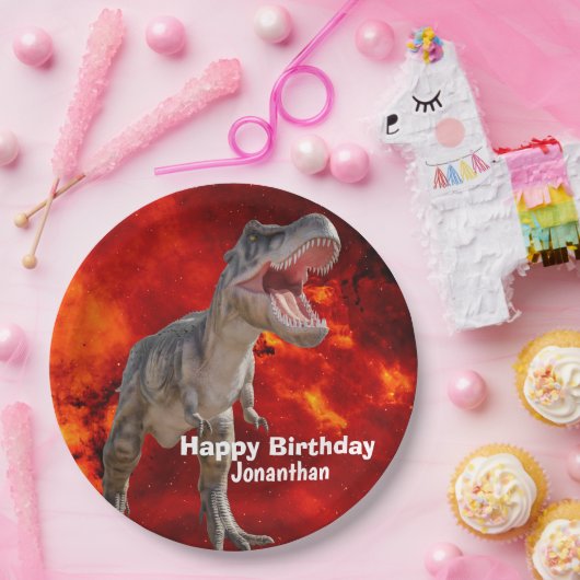 Dinosaurier T Rex fire Jurassic World Pappteller (Party)