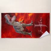 Dinosaurier T Rex Fire Jurassic World Strandtuch (Vorderseite)
